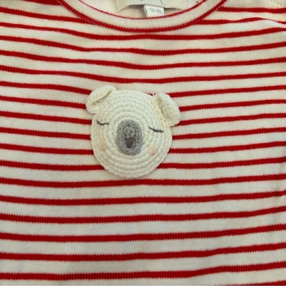 Albetta crochet bear red/white stripe long sleeve jumpsuit - Picture 2 of 4